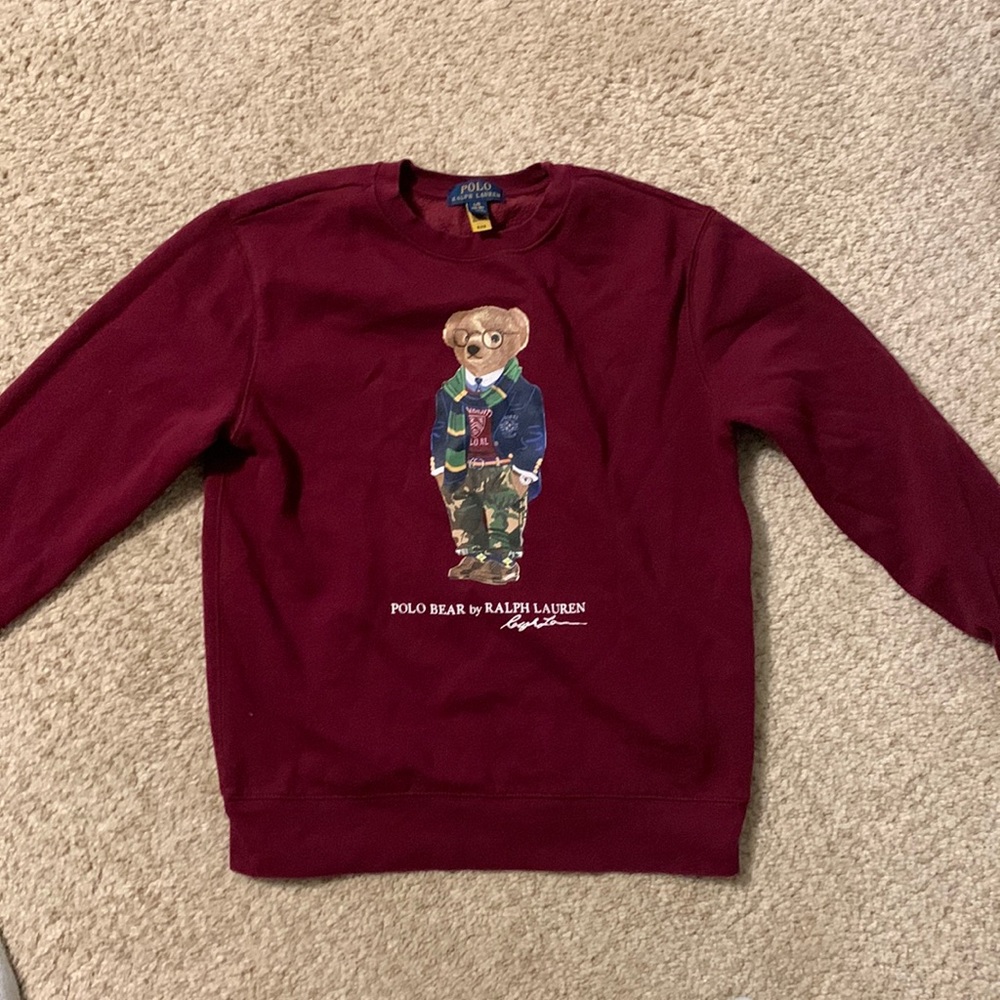 Boys Ralph Lauren Polo Bear Burgundy Sweatshirt